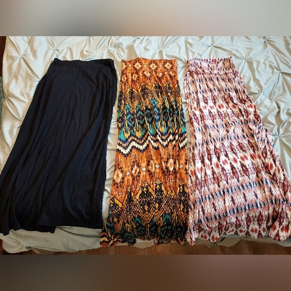 MAXI SKIRT BUNDLE - Two Bohemian and One Black Maxi Skirts size Small - Picture 1 of 11